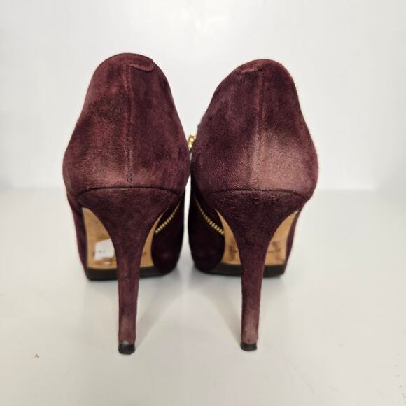 LK Bennett Doris Ankle Zip Booties Stiletto Suede Burgundy Women 39 EU - Picture 7 of 9